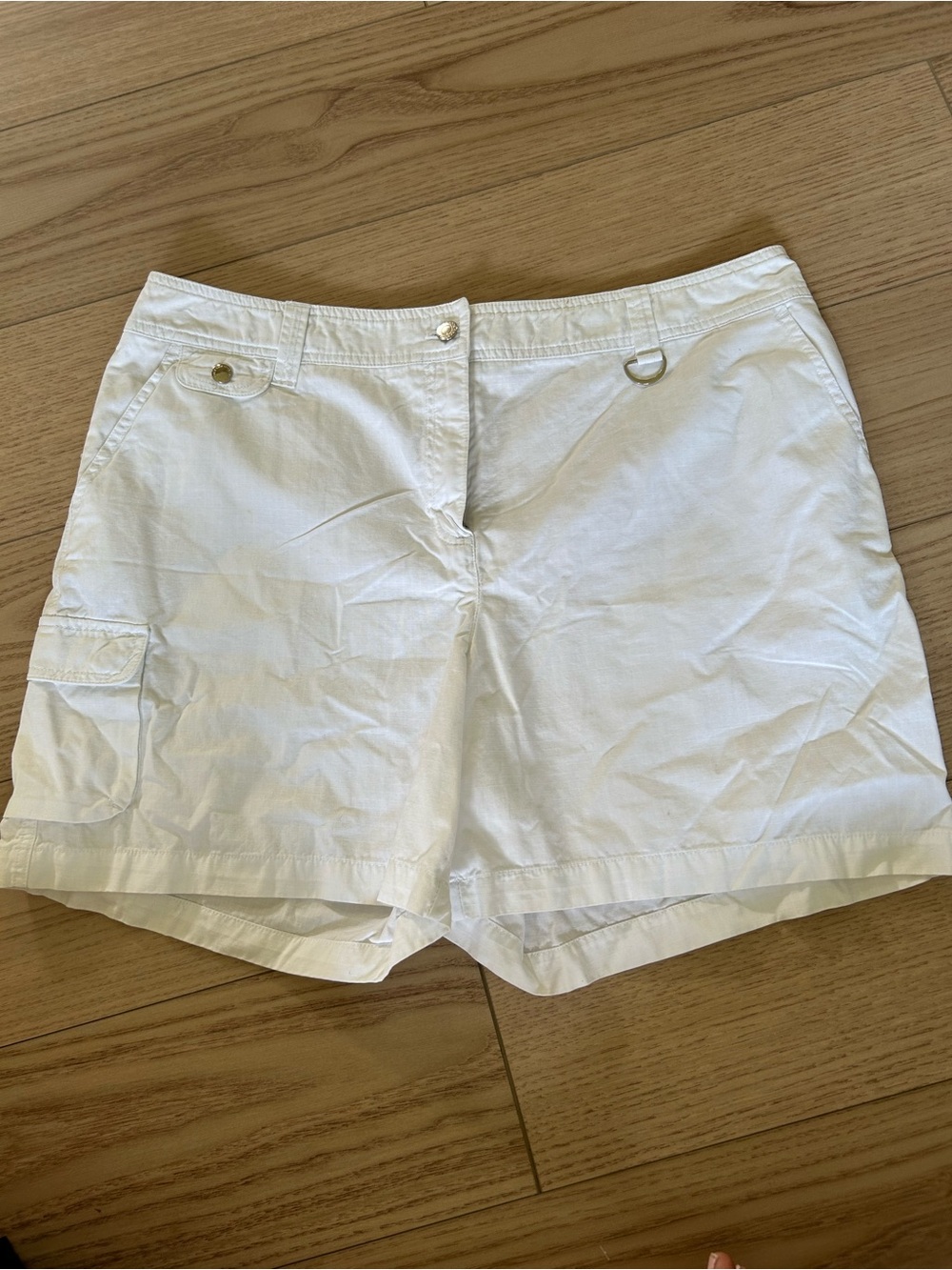 Jones New York White Cotton Cargo Bermuda Shorts